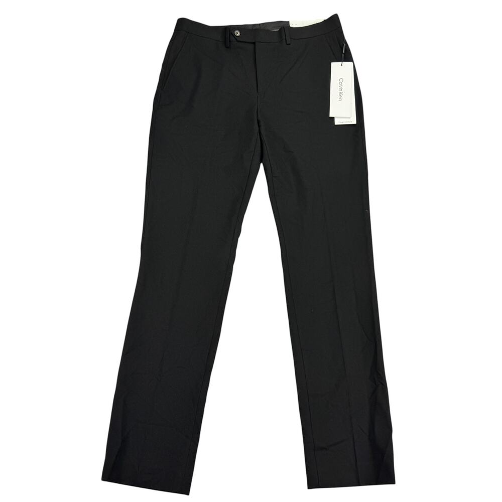 Calvin Klein Mens Infinite Stretch Skinny Fit Solid Dress Pants Black 33x32
